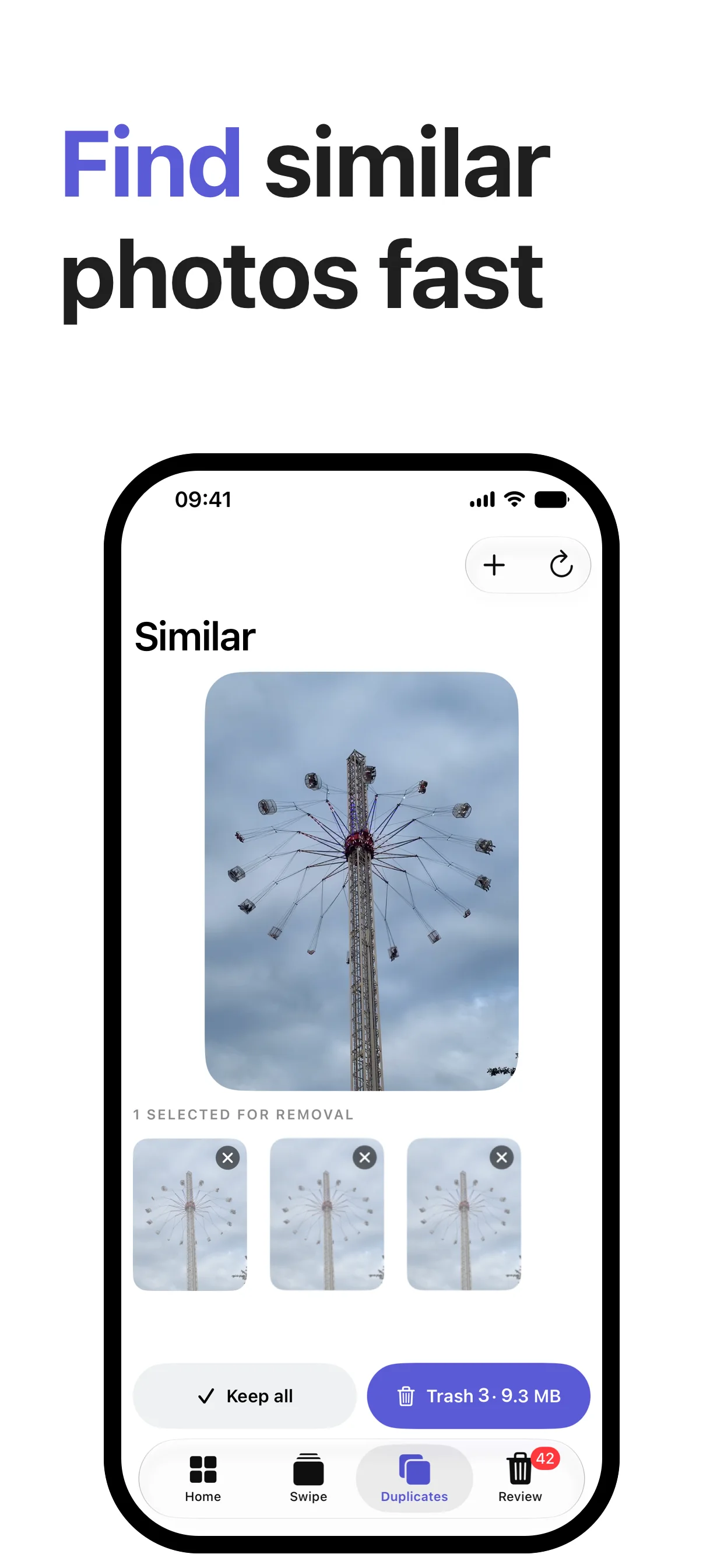 ClusterSwipe similar photos screen