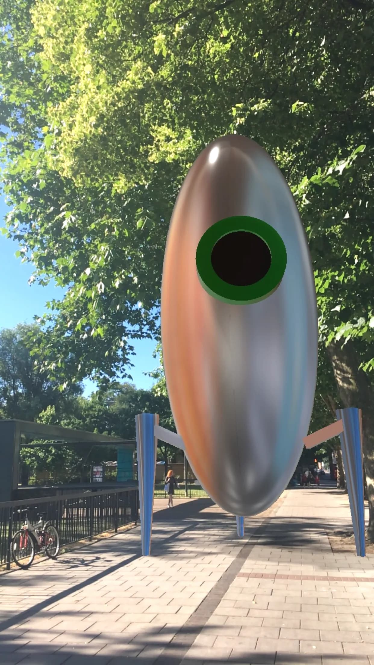AR Camera screenshot 2: virtual 3D objects placed in a real scene